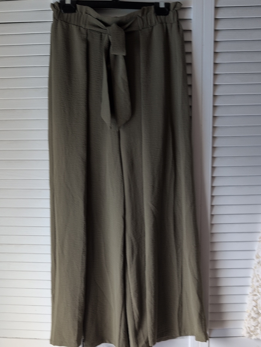 Simple Olive Wide Leg Tie-Waist Pants